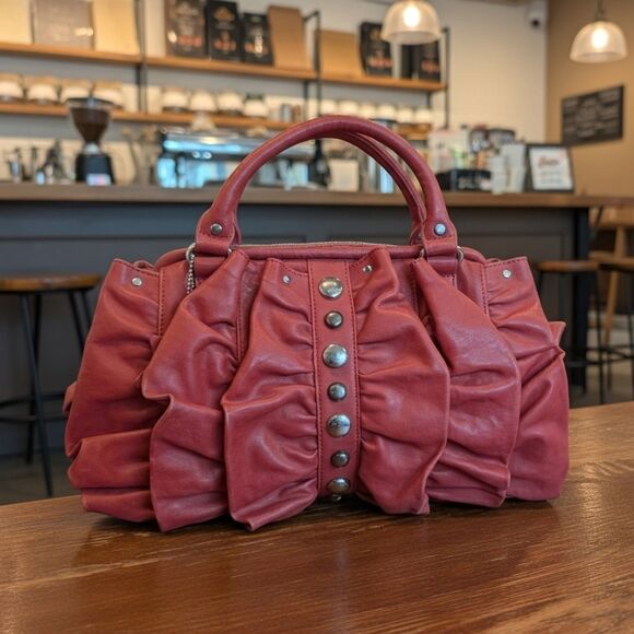 NWOT Roxbury Leather Bag Rosette Ruffle with Crossbody Strap Scatchel Loud - Picture 1 of 11